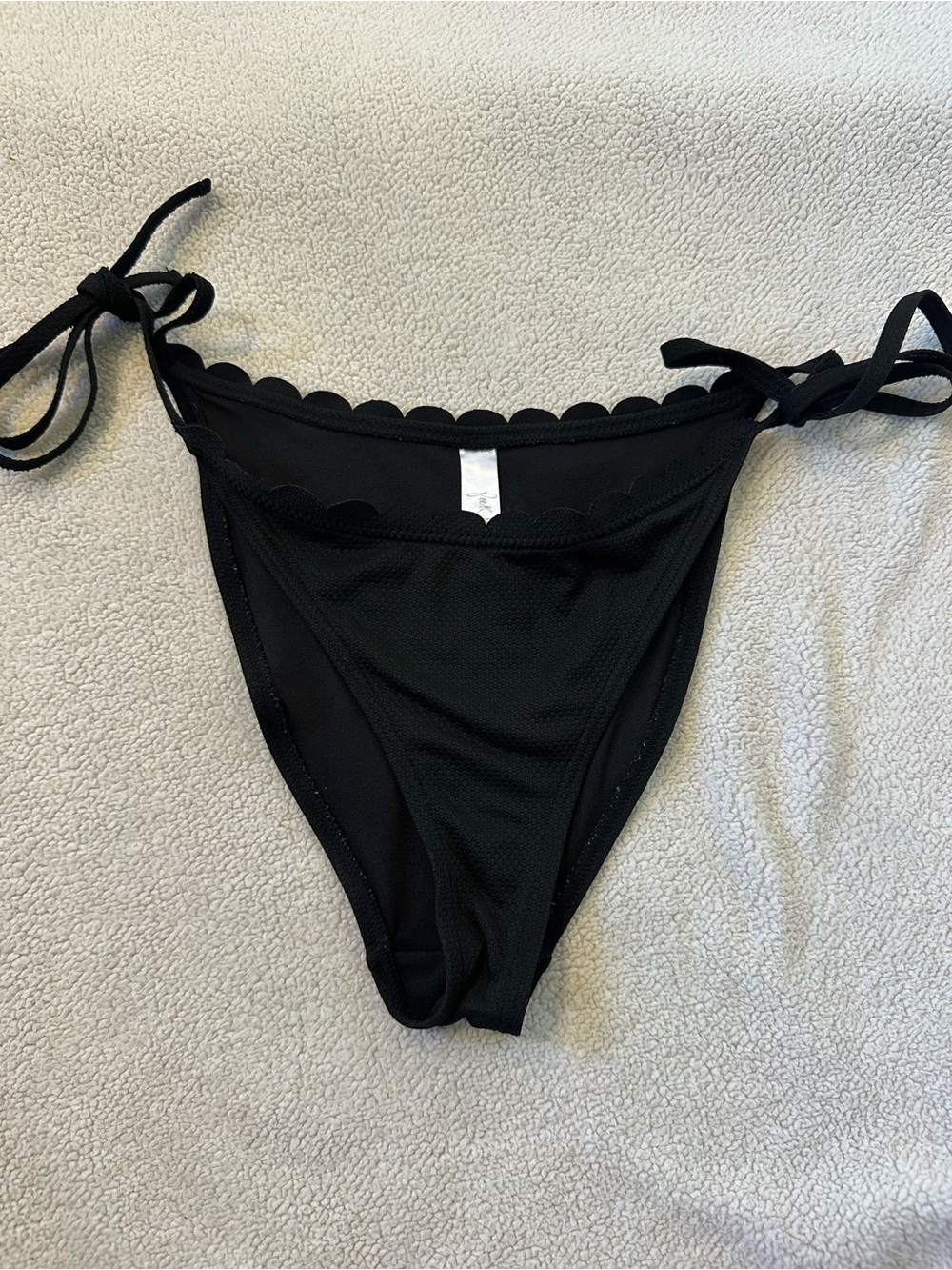 Peek & Beau Black Scallop Tie Side Bikini Bottom US 8